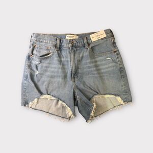 Abercrombie & Fitch The 4 Mom Short 29 High Rise Distressed Denim Jean